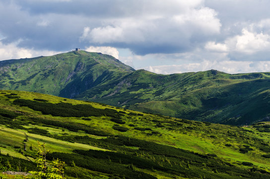 Fototapeta beautiful landscape of mountains against the blue sky