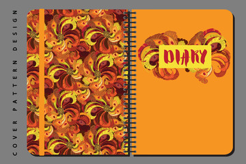 Notebook and diary cover design for print with seamless pattern included.