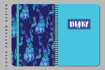 Notebook and diary cover design for print with seamless pattern included.