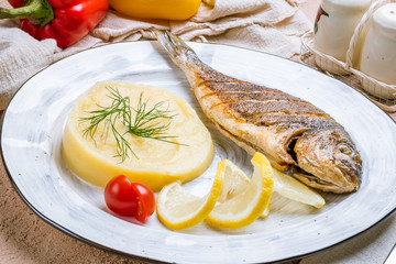 Dorado on grill