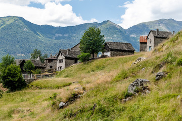 Fototapeta premium Stabbio village cottages Switzerland