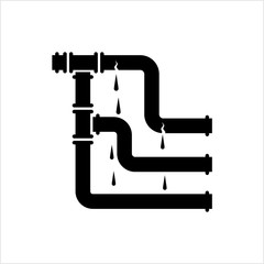 Broken Pipe Icon, Leakage In Pipe