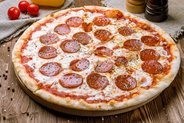 Pepperoni pizza on plate