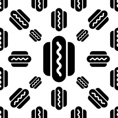 Hot Dog Icon Seamless Pattern