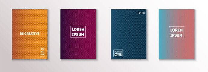 Minimal Covers, Vector Hipster Abstract Brands Design. Magenta, Cyan, Yellow Corporate Identity Blend Tech Halftones. Business Minimal Covers, Cool Retro Ad Music Party Poster Bright Gradient Stripes.