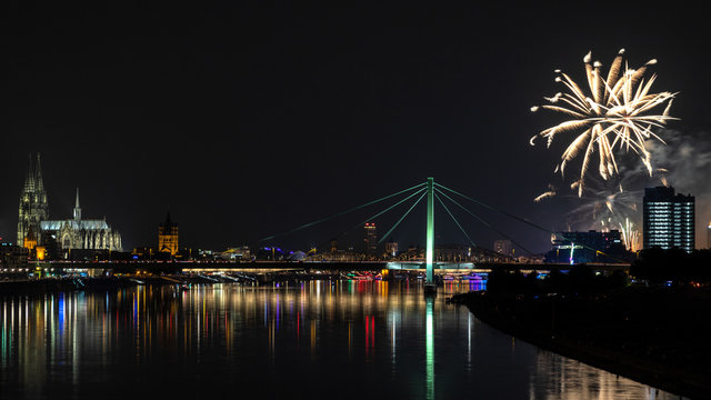 Firework over the rhine river