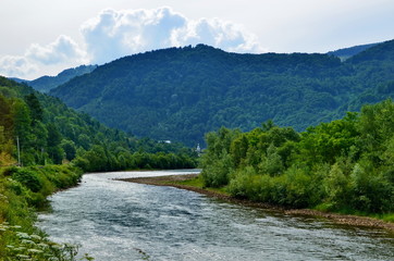 Fototapeta na wymiar Mountain river in the Ukrainian Carpathians
