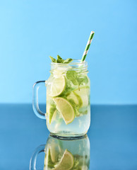 Delicious mojito with lime and mint