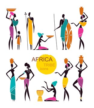 Silhouettes of native African people