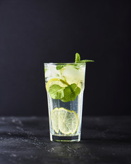 Delicious mojito with lime and mint