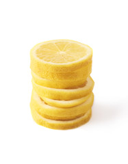 Naklejka na ściany i meble Image of fresh yellow lemon isolated on white background
