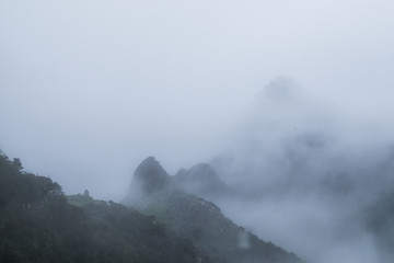 High mountains in the clouds
