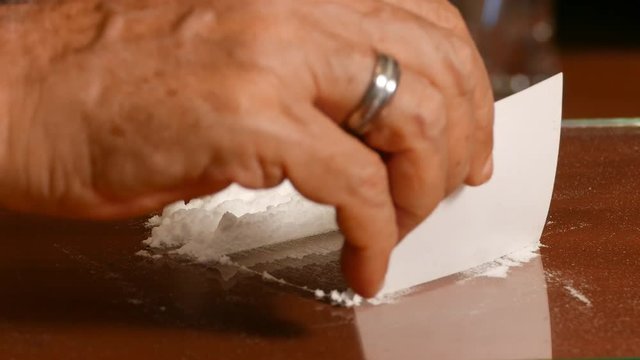 Splitting Cocaine On The Table, Illegal Drugs