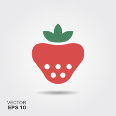 Illustration of strawberry flat icon with shadow