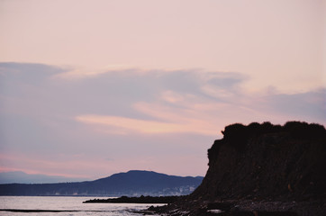 Landscape, sunset on the sea