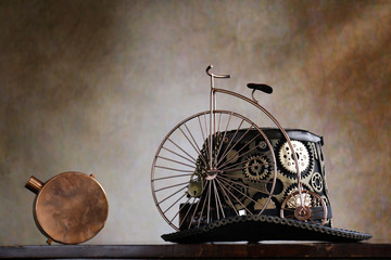 Fototapeta na wymiar Steampunk cilindro del ciclista fine 800
