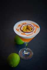 Mango cocktail lemon and passion fruit