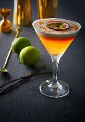 Mango cocktail lemon and passion fruit