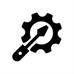 gear and tool kit icon for system setting and configuration symbol in technology company or engineering