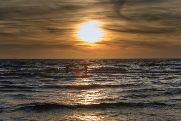 Fototapeta na wymiar Sunset by Baltic sea.