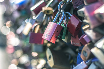 Padlocks on the bridge. Cologne, Germany.