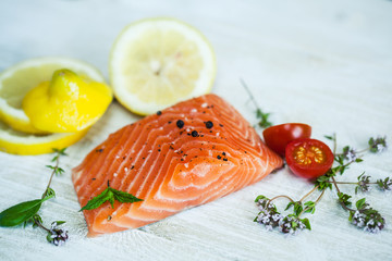 Salmon Fillet On A Table