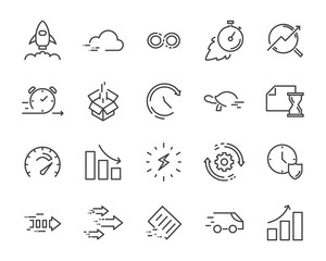 Fototapeta premium simple set of vector line icon, contain such lcon as speed, agile, boost, process, time and more