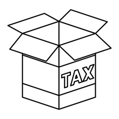 box carton with taxes vector illustration design