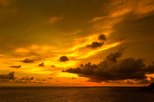 Beautiful Natural Sunset at sea