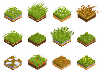 Grass and soil layers isometric 