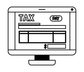 computer with tax on line vector illustration design