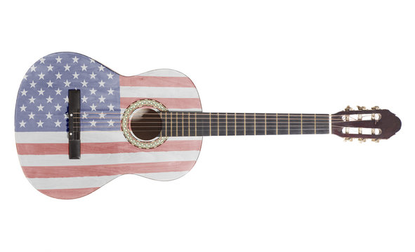 Acoustic guitar with USA Flag