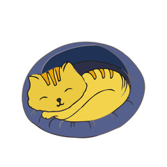 sleeping cat on white background Hand drawn vector