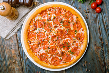 Pepperoni pizza on plate