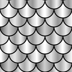Monochrome silver shiny scales seamless pattern