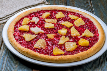 sweet pizza on plate