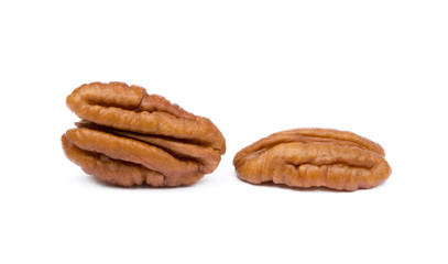 Fresh pecan nuts isolated on a white background