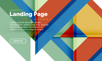 Square shape geometric abstract background, landing page web design template