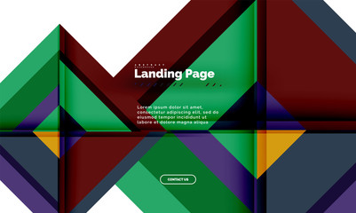 Square shape geometric abstract background, landing page web design template