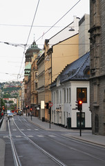 Fototapeta na wymiar Prinsens street in Oslo. Norway