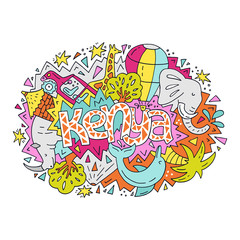 The bright Kenya symbols illustration