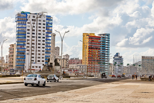Modern resedential buildings close to Malecon promenade and road