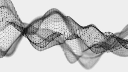 Abstract futuristic illustration.Data technology. Connecting dots and lines on white background. Big data visualization. 3D rendering.