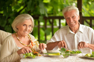 Senior couple having diner