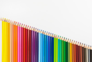 row of colorful pencils for drawing
