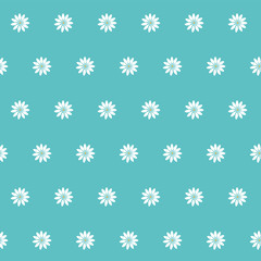 Fototapeta na wymiar floral seamless pattern of white flowers on turquoise background