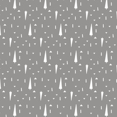 Ornament abstract pattern with white tree square and triangle on gray background