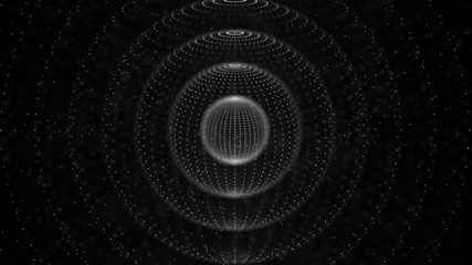 Abstract 3d sphere. Background with nebula. Cosmic galaxy illustration. Sphere particles. 3D rendering.