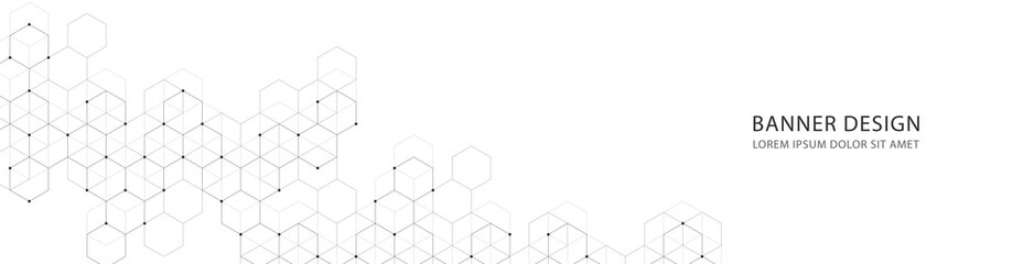 Vector banner design with hexagons elements. Geometric polygonal background.