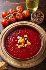 gazpacho soup in a plate
